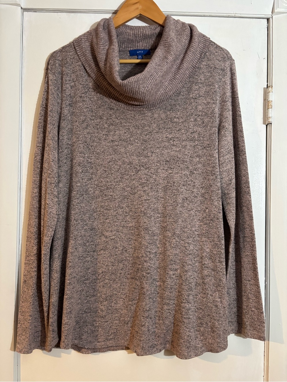 APT. 9 light pink and black heathered cowlneck top